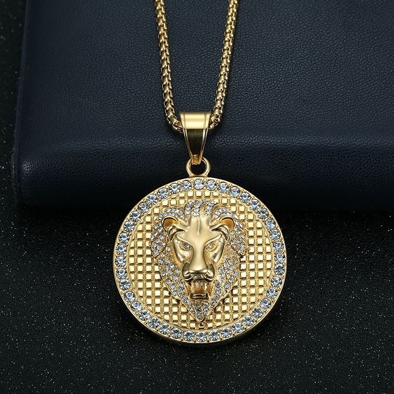 Rhinestone Necklace – Statement Hip Hop Lion Head Pendant