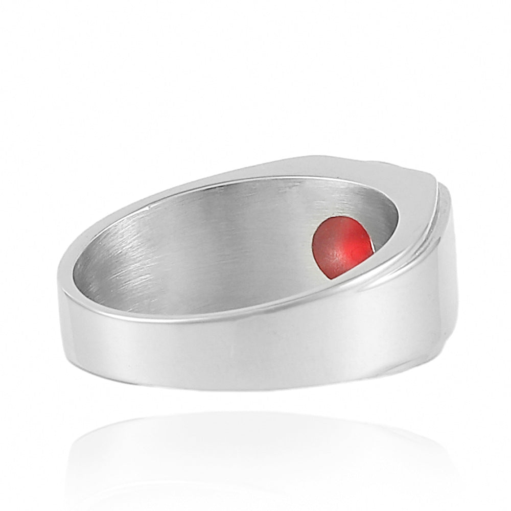 Trendy Multicolor Gemstone Titanium Steel Ring for Men and Women