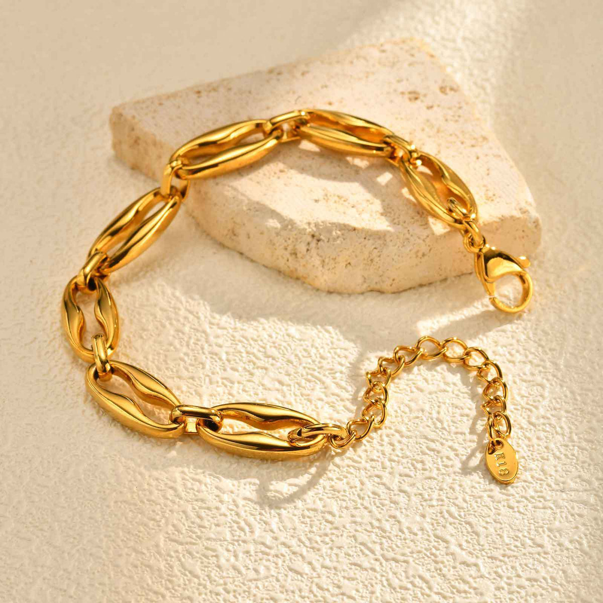 Thick Personalized Oval Big Stainless Steel Bracelet