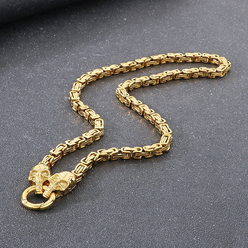 Planderful Titanium Steel Mens Ghost Skull Necklace Hip Hop