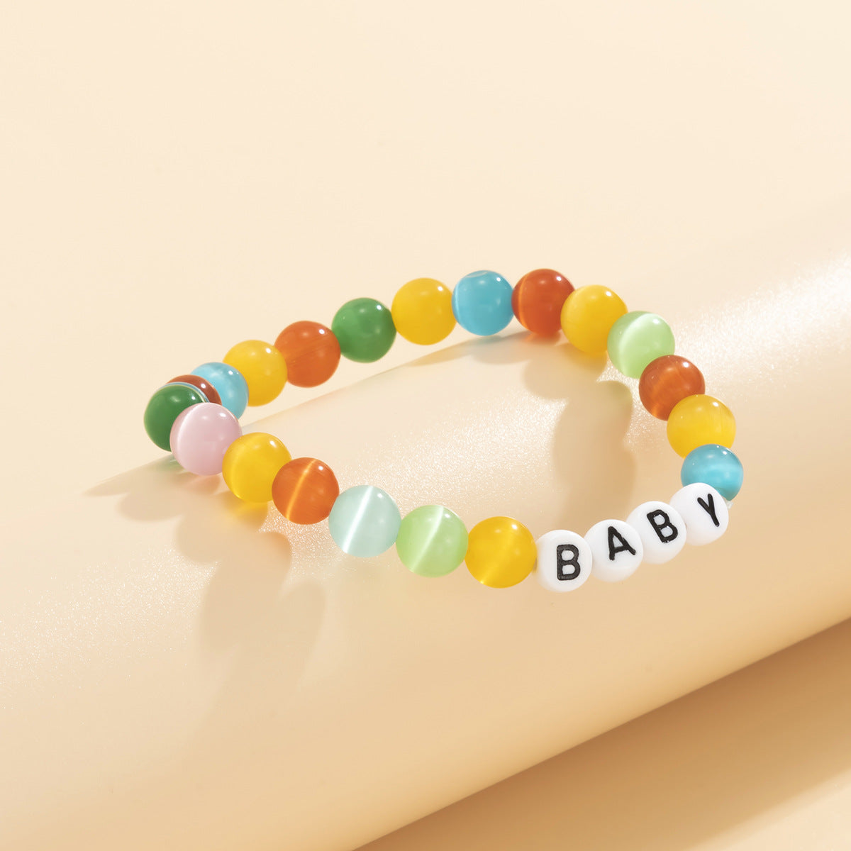 Planderful Vienna Verve Colored Opal Elastic Letter Bracelet For Women And Teens Statement Beaded Accessory