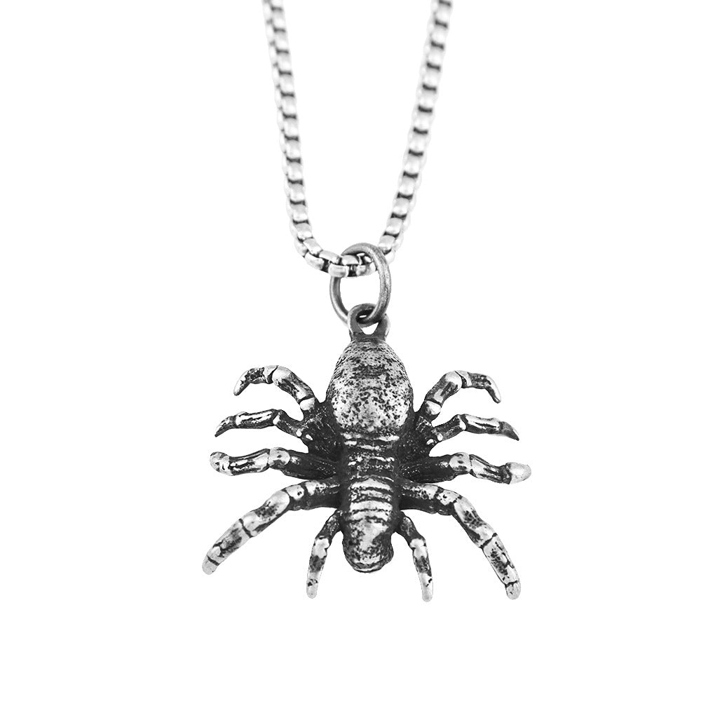 Fashion Retro Stainless Steel Spider Pendant Necklace for Men