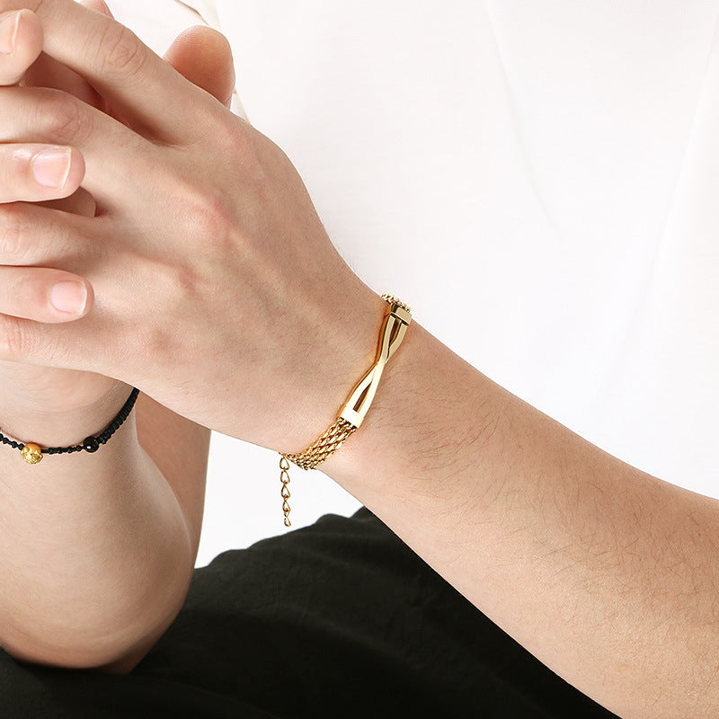 Stainless Steel Men's Design Geometric Cross Minimalist Style Titanium Steel Bracelet
