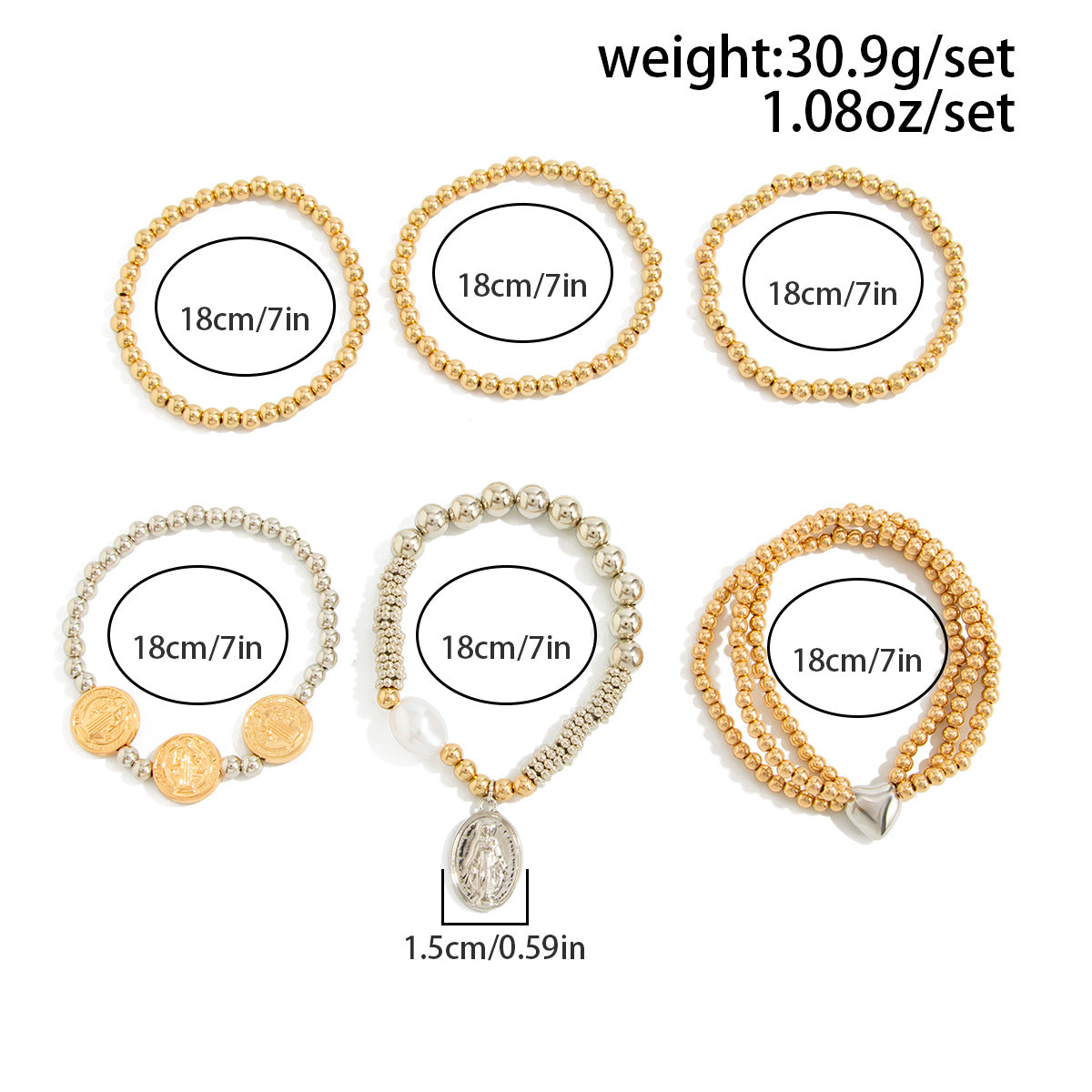 Planderful Vienna Verve Heart Shaped Beaded Bracelet For Women Elastic Vintage Faux Pearl Beads