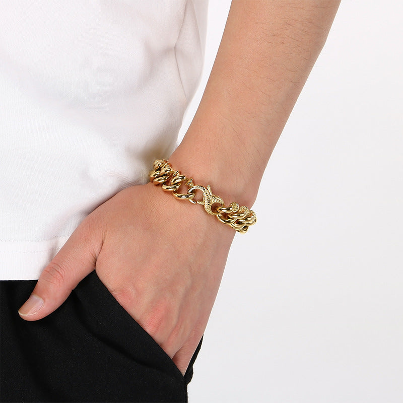 Nail – Punk Style Twist Point Rivet 8-Shaped Buckle Stainless Steel Men's Bracelet