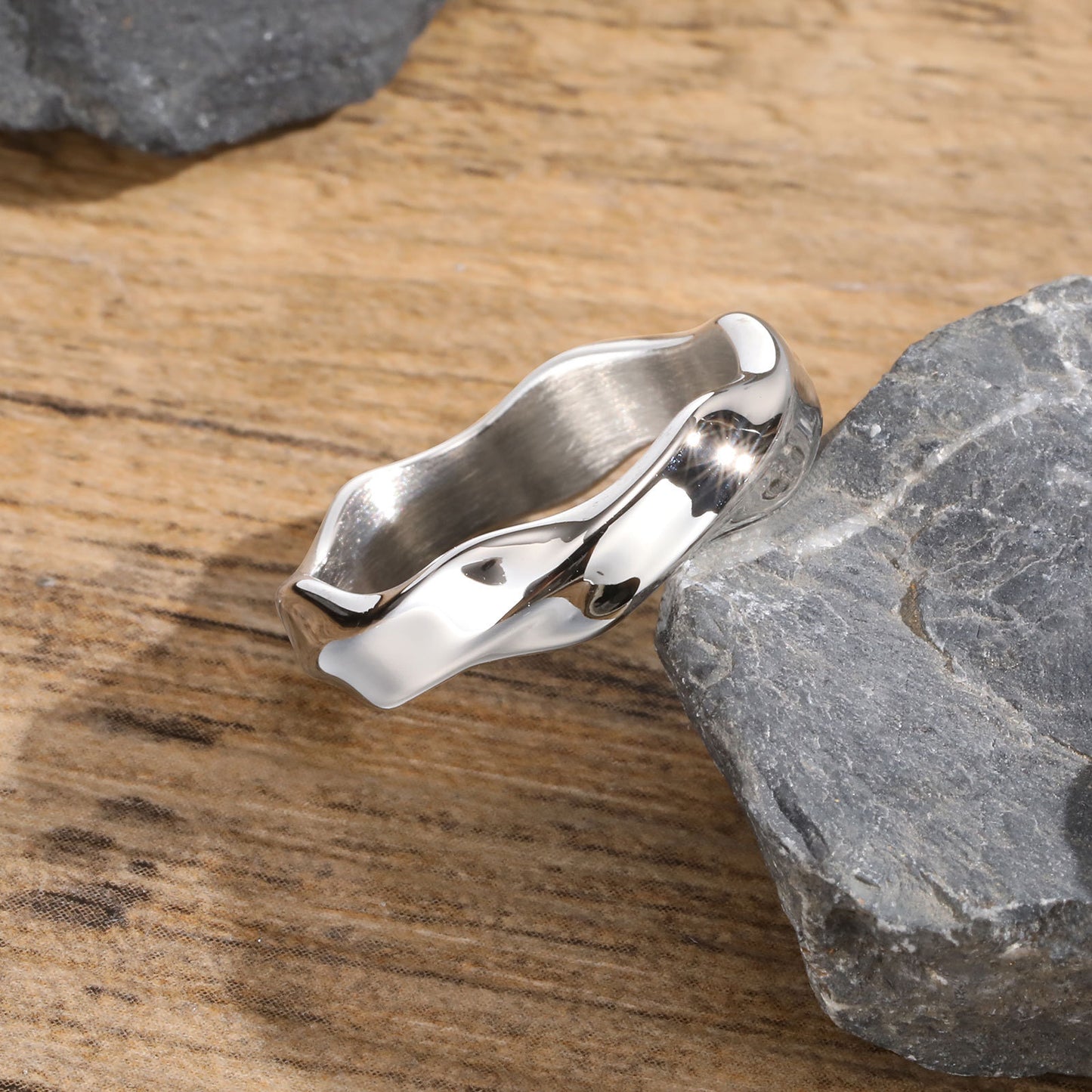 Men's Vintage Grey Stainless Steel Mobius Ring Jewelry