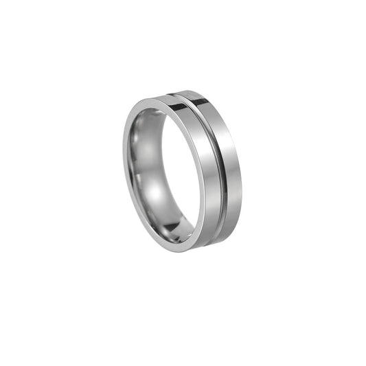 Stylish Stainless Steel Ring with Groove - Men's Fashion Jewelry in US Size 6mm Wide