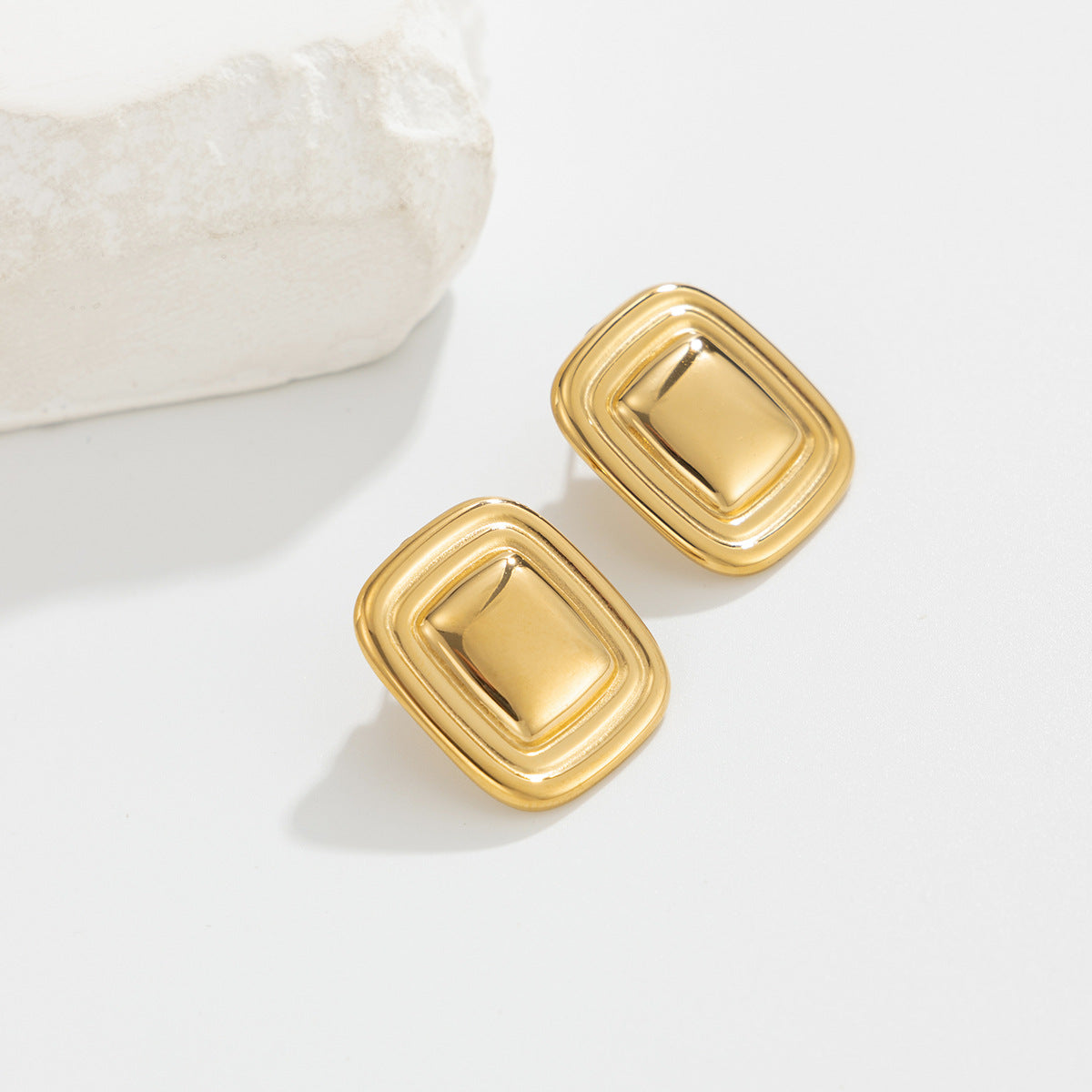 Square Stainless Steel Geometric Earrings By Planderful Vienna Verve Street Style 3D Statement Jewelry For Trendsetters