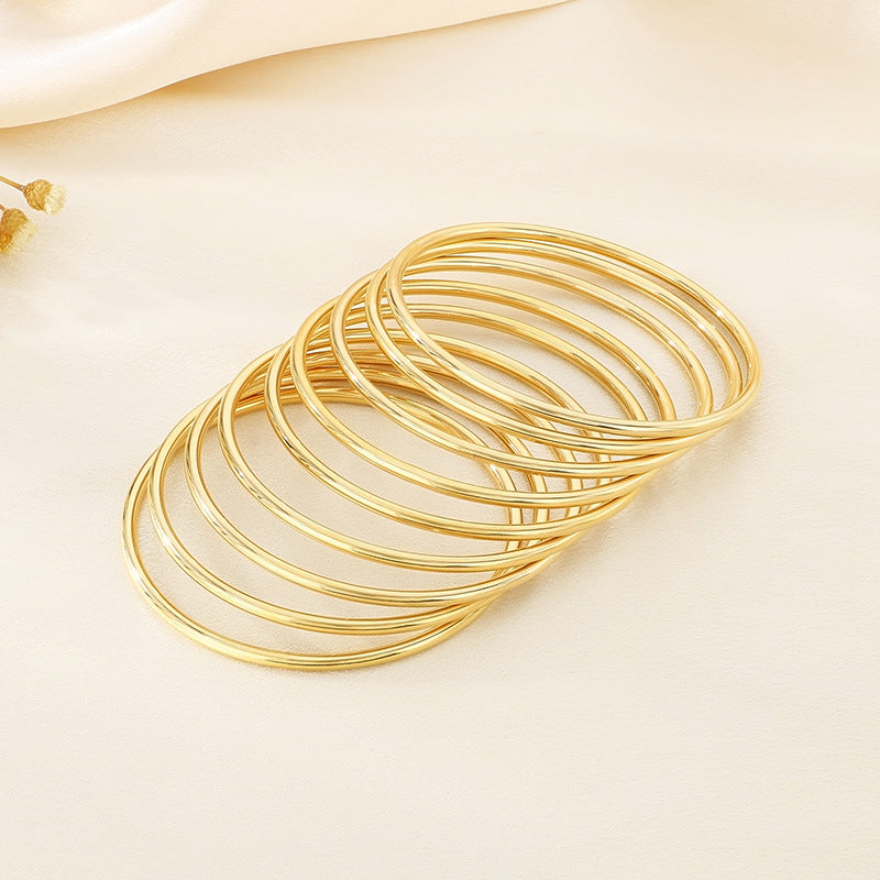 Planderful Everyday Genie Personalized 18K Gold Plated 3mm Round Multi Layer Steel Bracelet For Men And Women