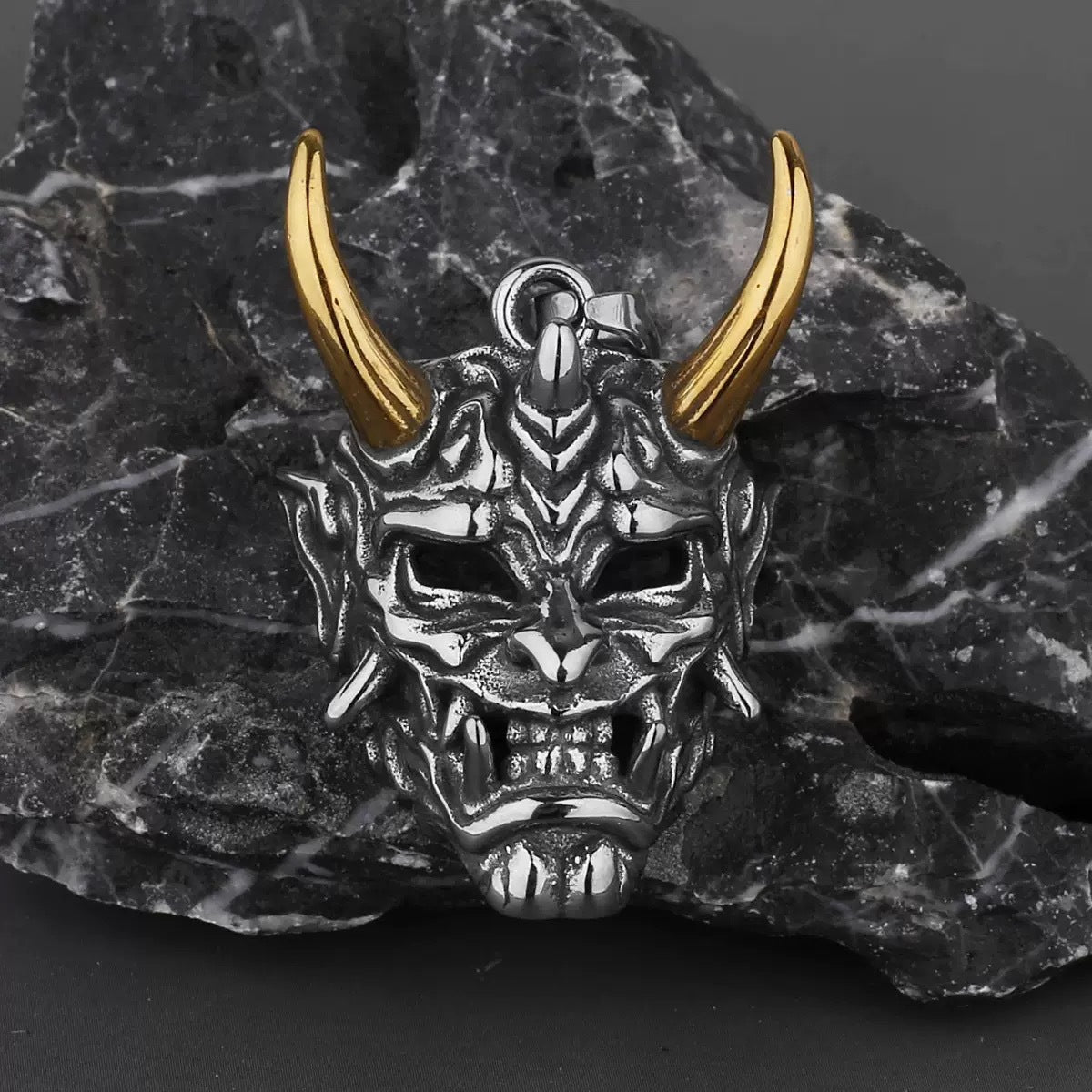 Planderful Skeleton Pendant Necklace Titanium Steel Gothic Ghost King Mask For Men