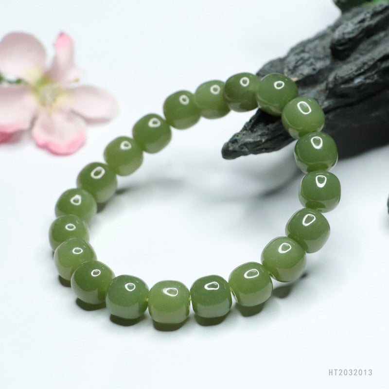 Lake Green Hetian Jade Passepartout Bracelet
