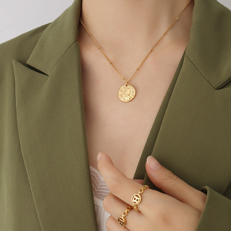 Divine Guardian Gold-Plated Necklace crafted from Titanium Steel