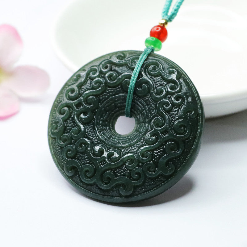 Taqing Hetian Jade Cloud Peace Buckle Pendant