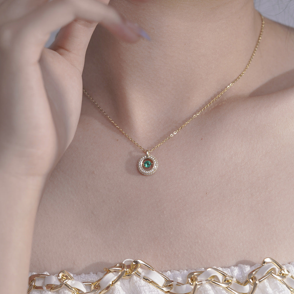 S925 Silver Zircon Pendant Hollow Necklace Clavicle Chain