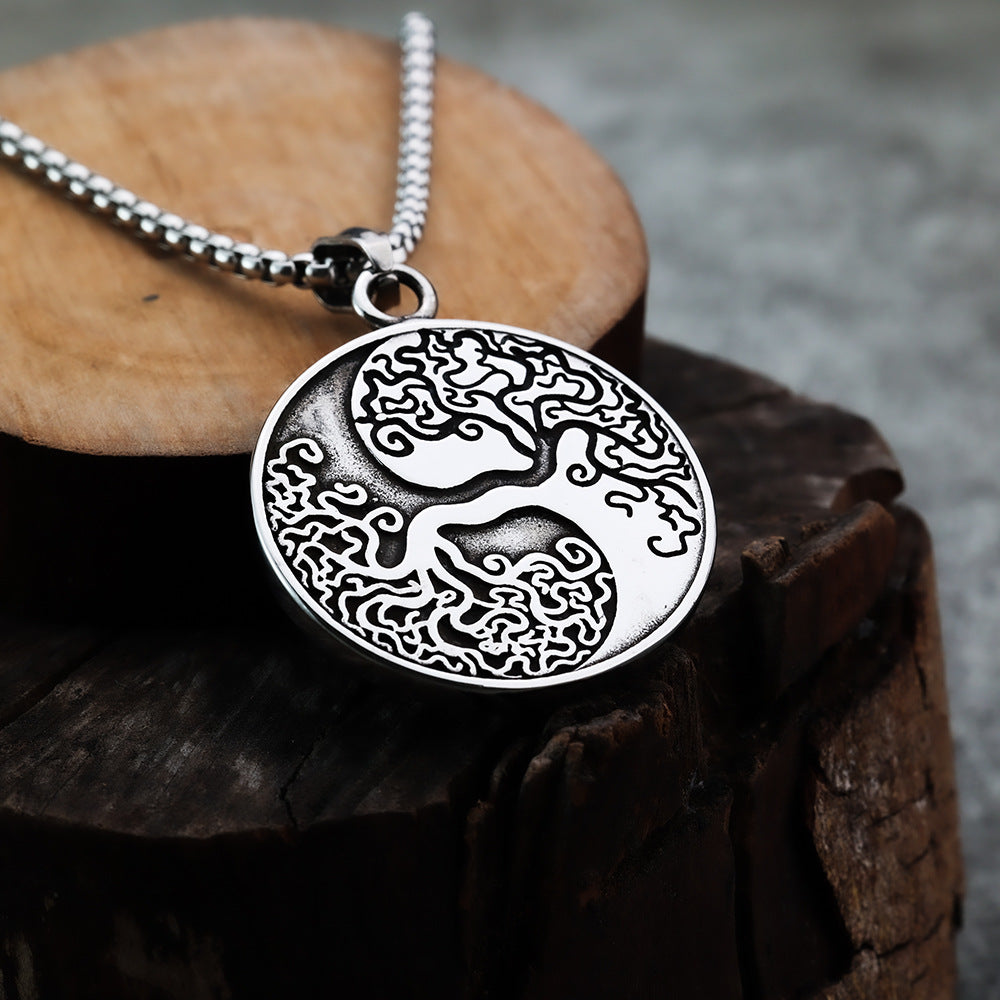 Personalized Life Of Tree Pendant Stainless Steel Necklace For Men