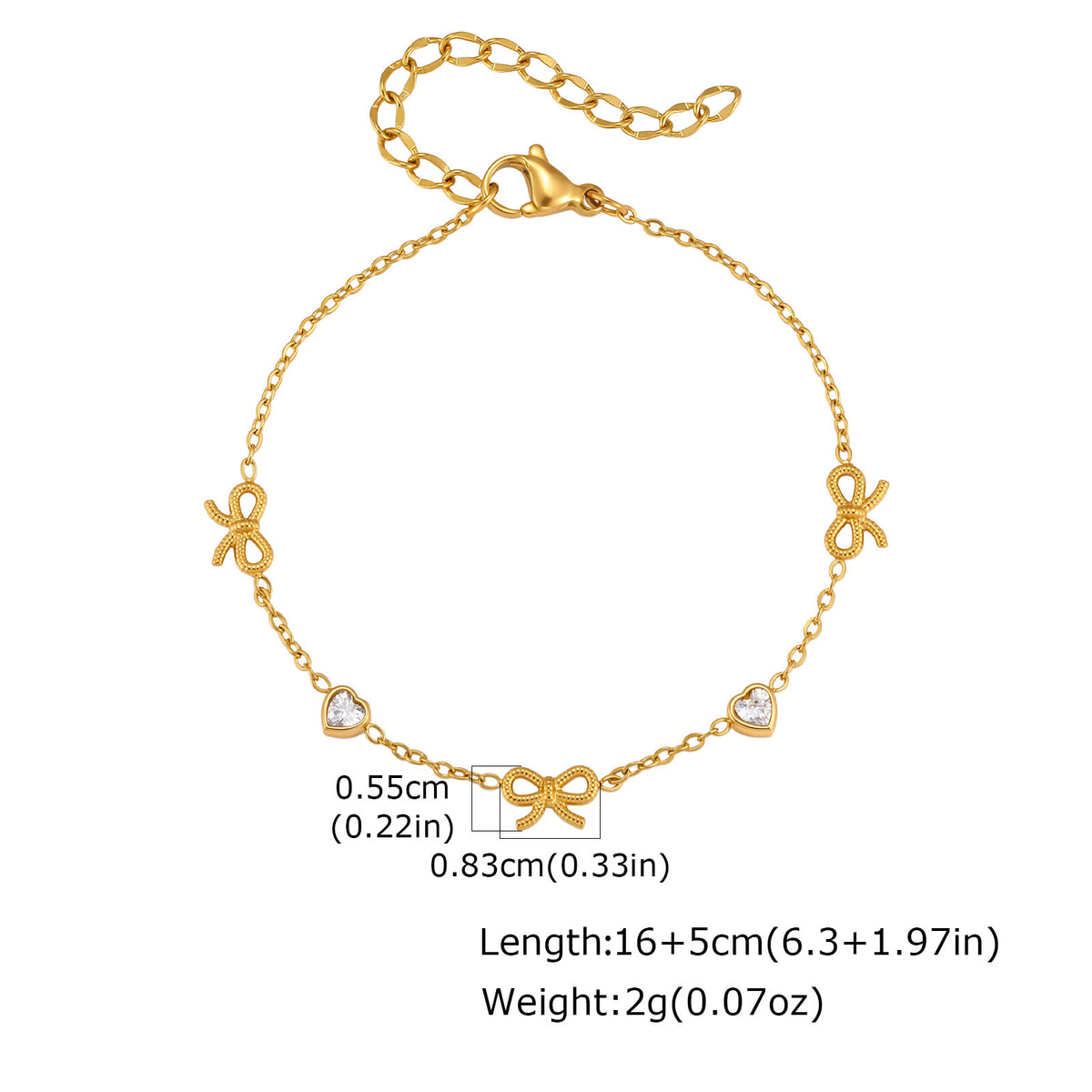 Heart Zircon Stainless Steel Bracelet for Women