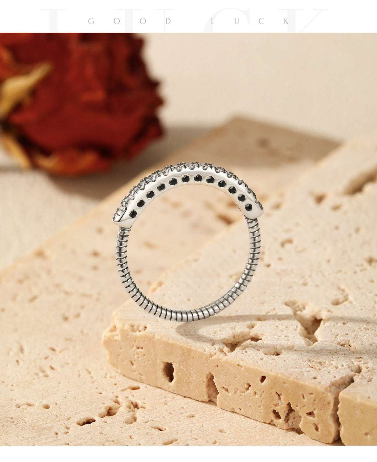 925 Sterling Silver Textured Pavé Zircon Ring