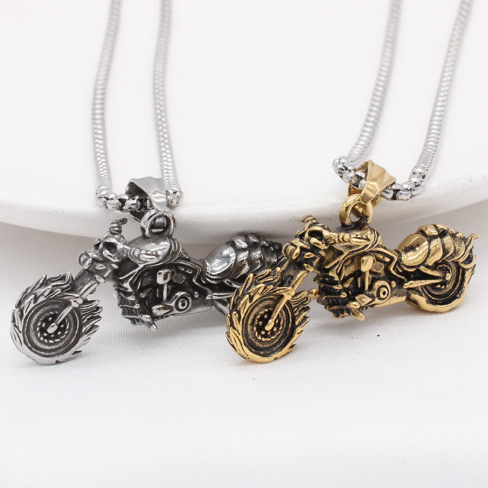 Personalized Retro Motorcycle Titanium Steel Pendant for Men - European and American Style