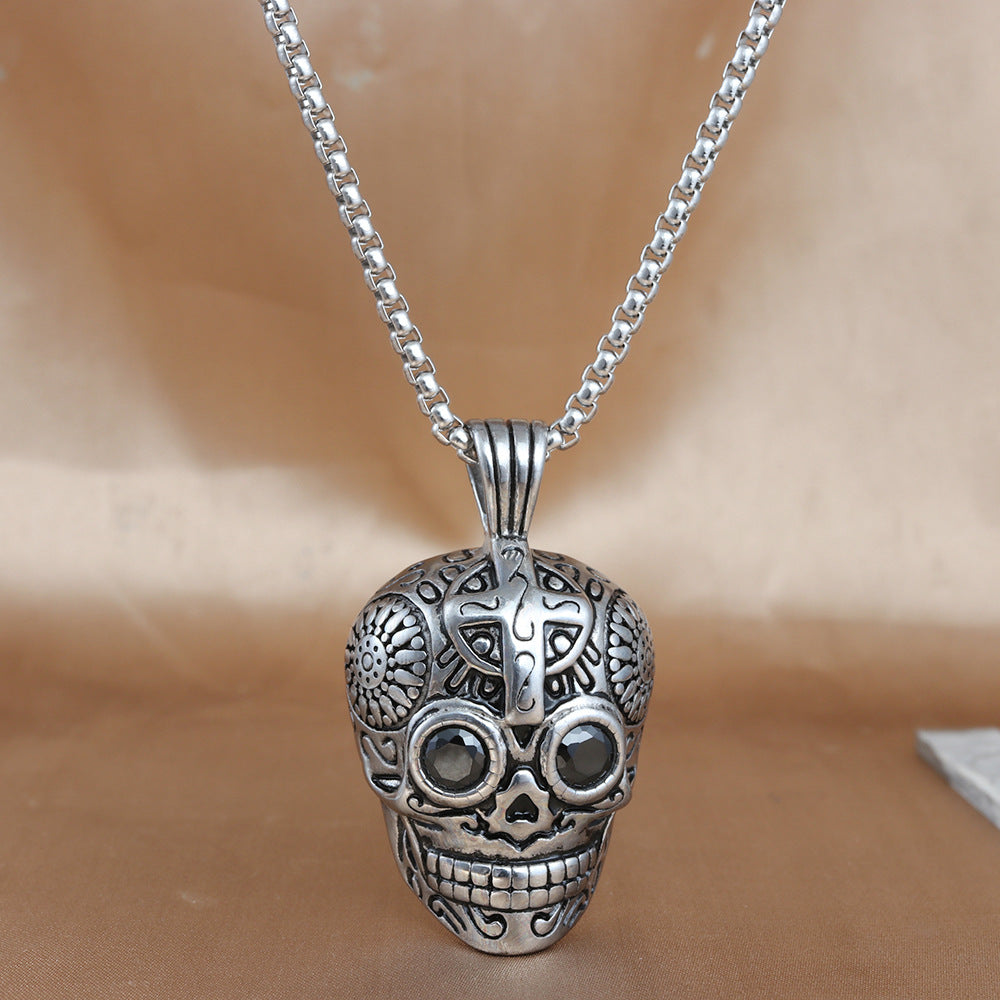 European And American Stainless Steel Skull Pendant Necklace