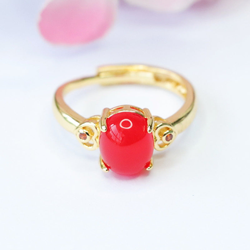 Palace Style Sterling Silver Ring with Green Chalcedony