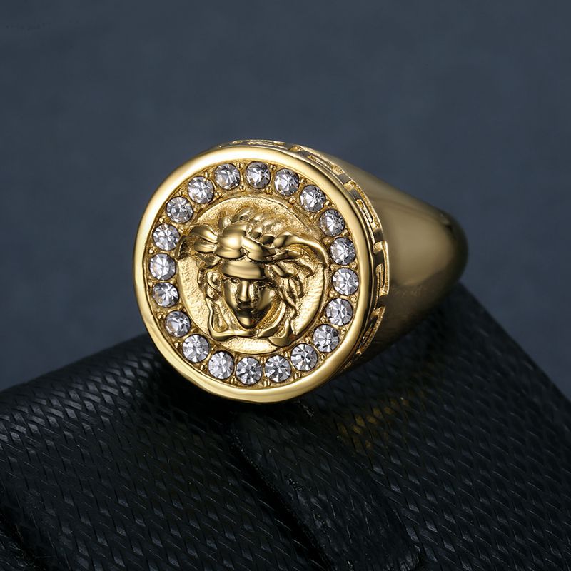 Planderful Everyday Genie Hip Hop Ring Titanium Steel Gold Plated Ancient Greek Mythology For Men And Women Size 7 To 13