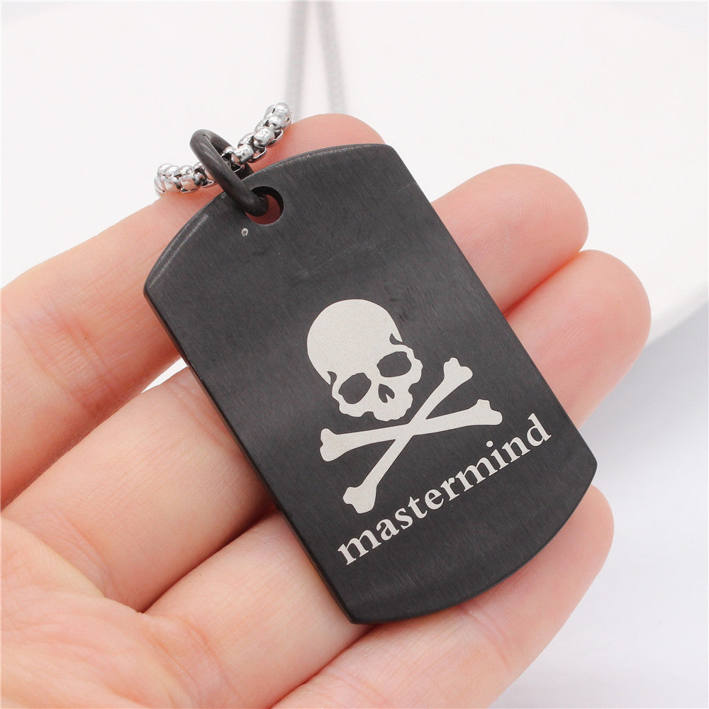 Planderful Titanium Skull Dog Tag Pendant For Men Unisex Military Style Durable Everyday Wear