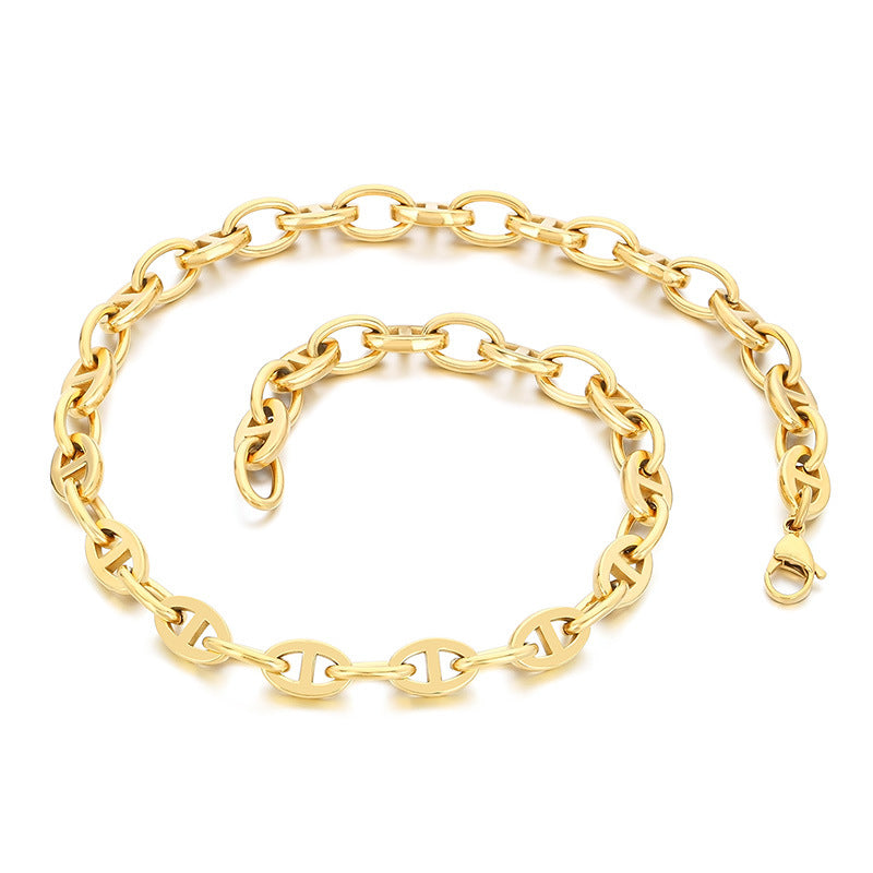 Hip Hop Trend Japanese Bracelet and Necklace Titanium Steel