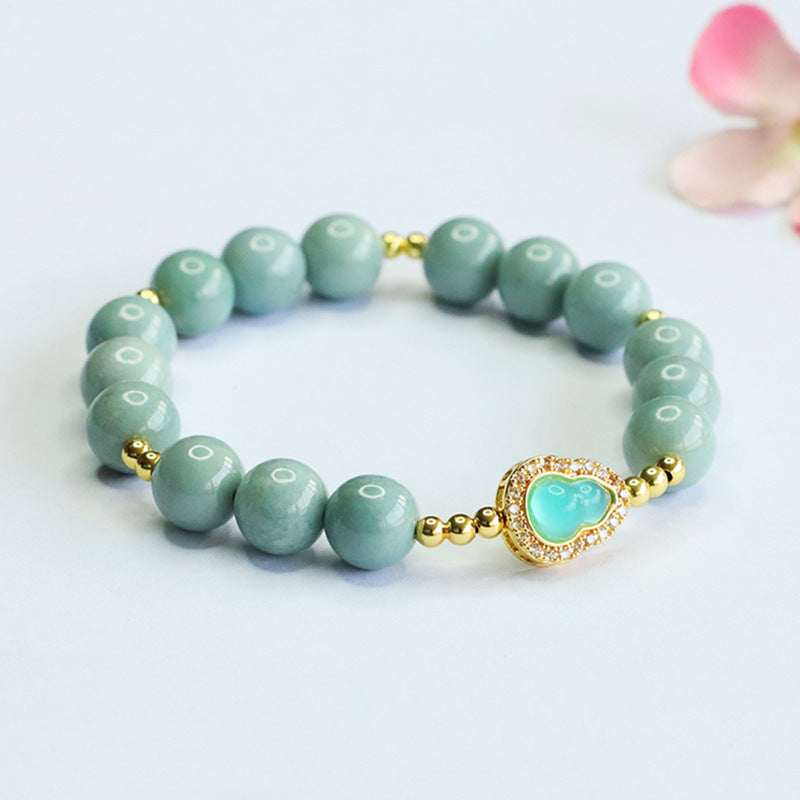 Blue Water Jadeite Gourd Beaded Bracelet