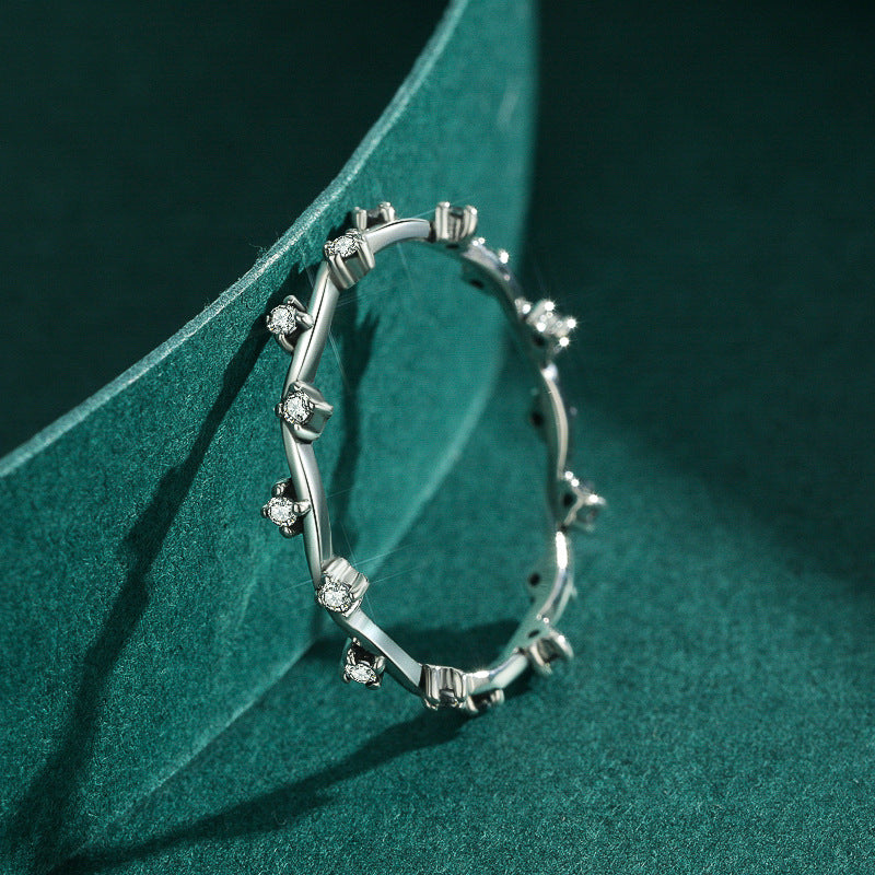 Everyday Genie Sterling Silver Zircon Inlay Ring for Women, Size 5-10