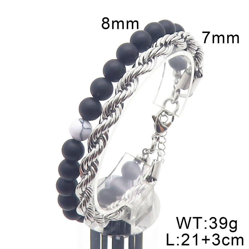 Planderful Mens Turquoise Agate Stainless Steel Bracelet