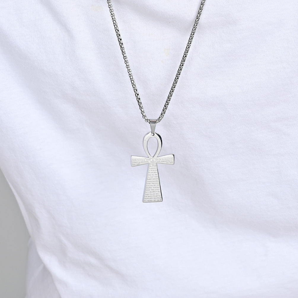 Ancient Egypt Anka Cross Titanium Steel Necklace for Men