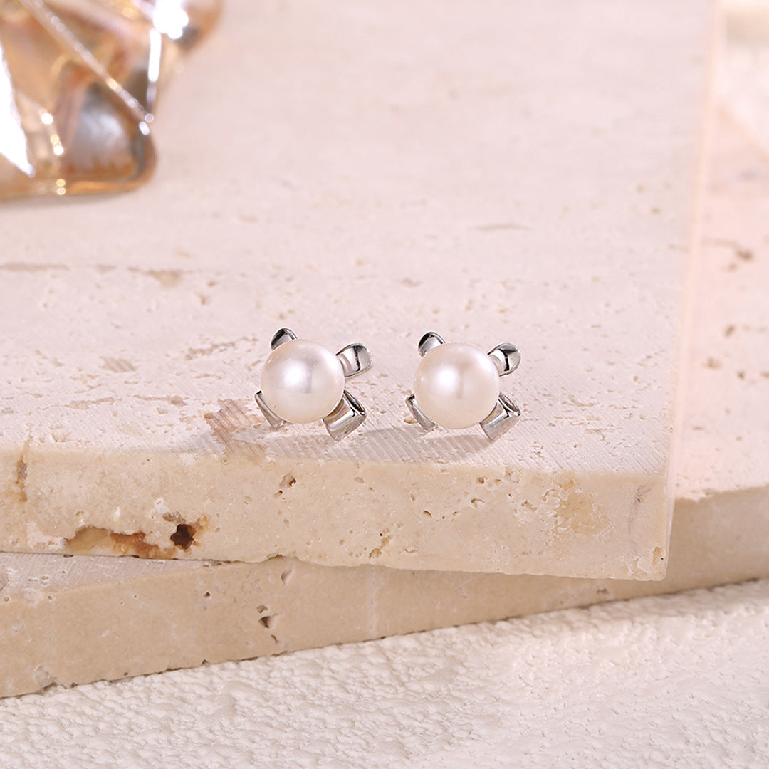 Minimalist Pearl 925 Sterling Silver Women's Earrings
