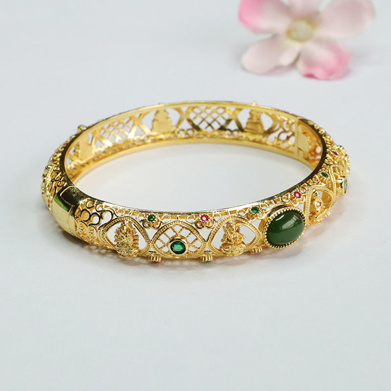 Guardian Saints Sterling Silver Jade Bracelet