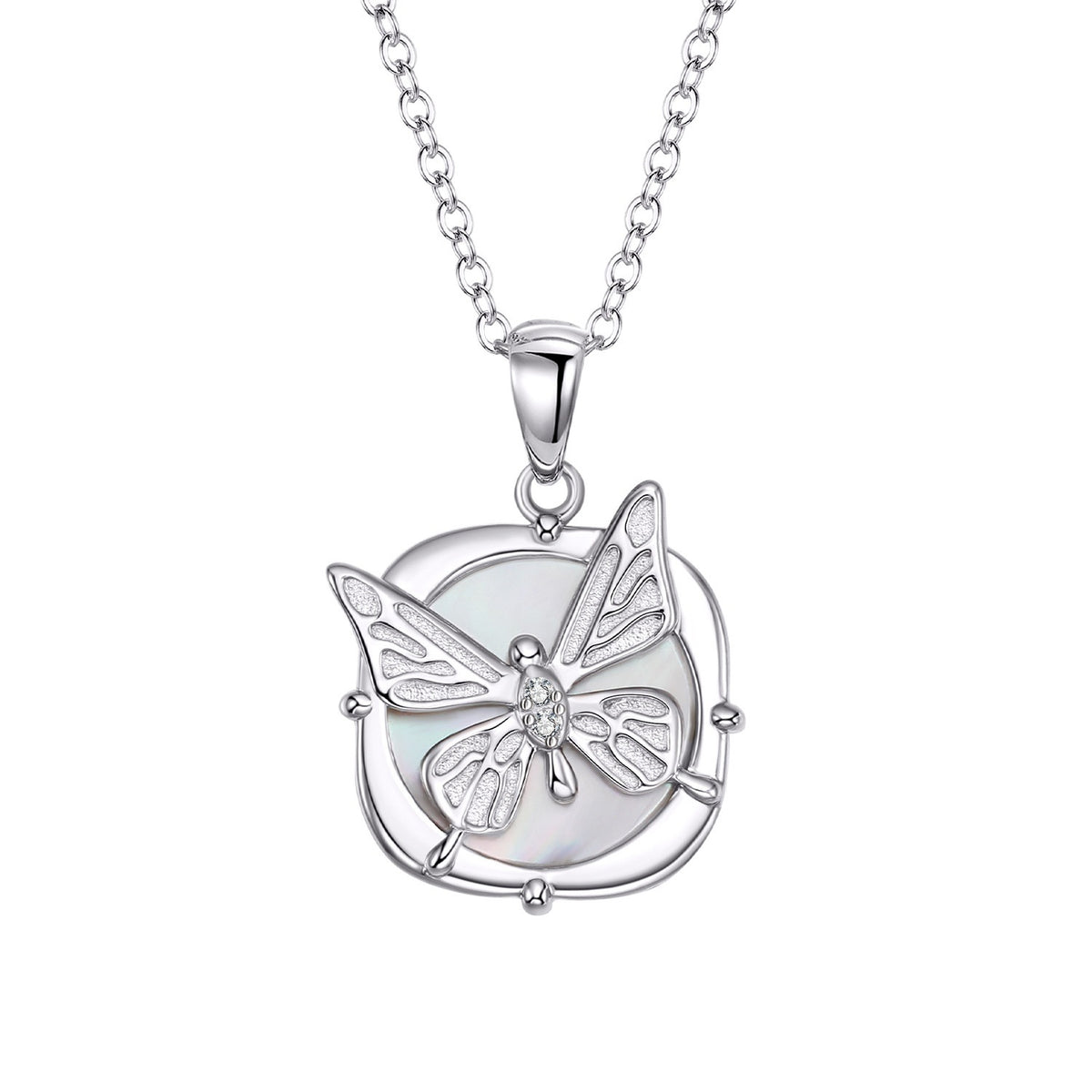 S925 Sterling Silver Shell Butterfly Necklace