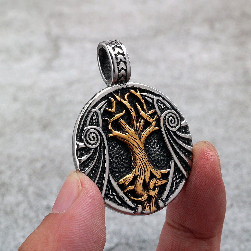 Vintage Tree of Life Viking Stainless Steel Men's Pendant Necklace