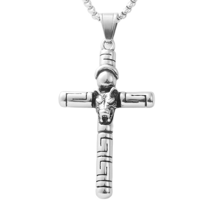 Personalized Retro Titanium Steel Cross Pendant Necklace for Men - Trendy Everyday Accessory