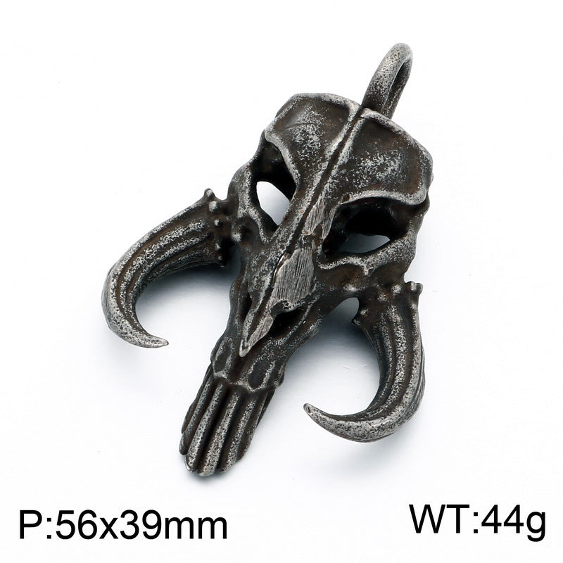 Film And Television Star Wars Mandalorian Dark Demon Horns Skull Cross Mangstar Stainless Necklace