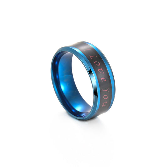 Temperature Love Titanium Steel Couple Rings - Popular European and American Ins Jewelry for Men
