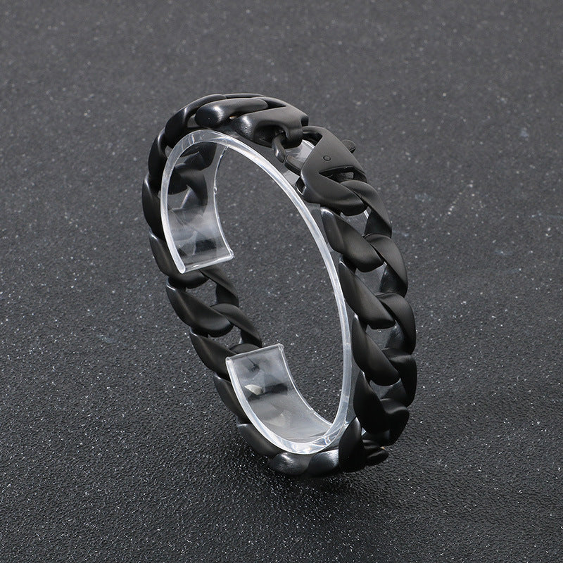 Retro Cuban Chain Titanium Steel Men Bracelet 15mm Classic