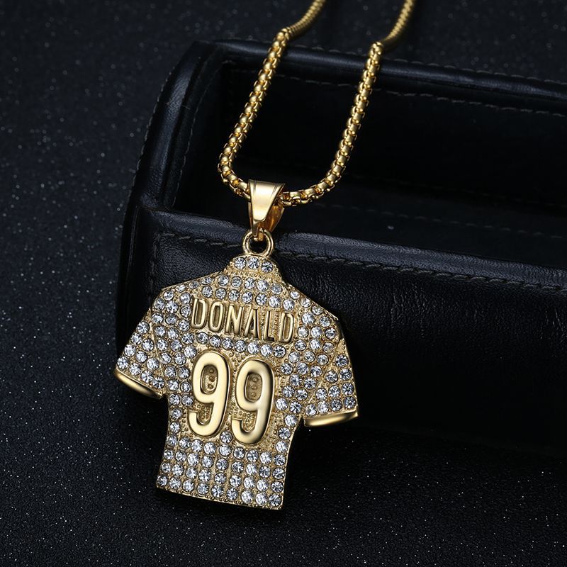 Hip Hop Necklace Titanium Steel Gold Plated Zircon NFL Jersey No 99 Pendant For Fans By Planderful Everyday Genie
