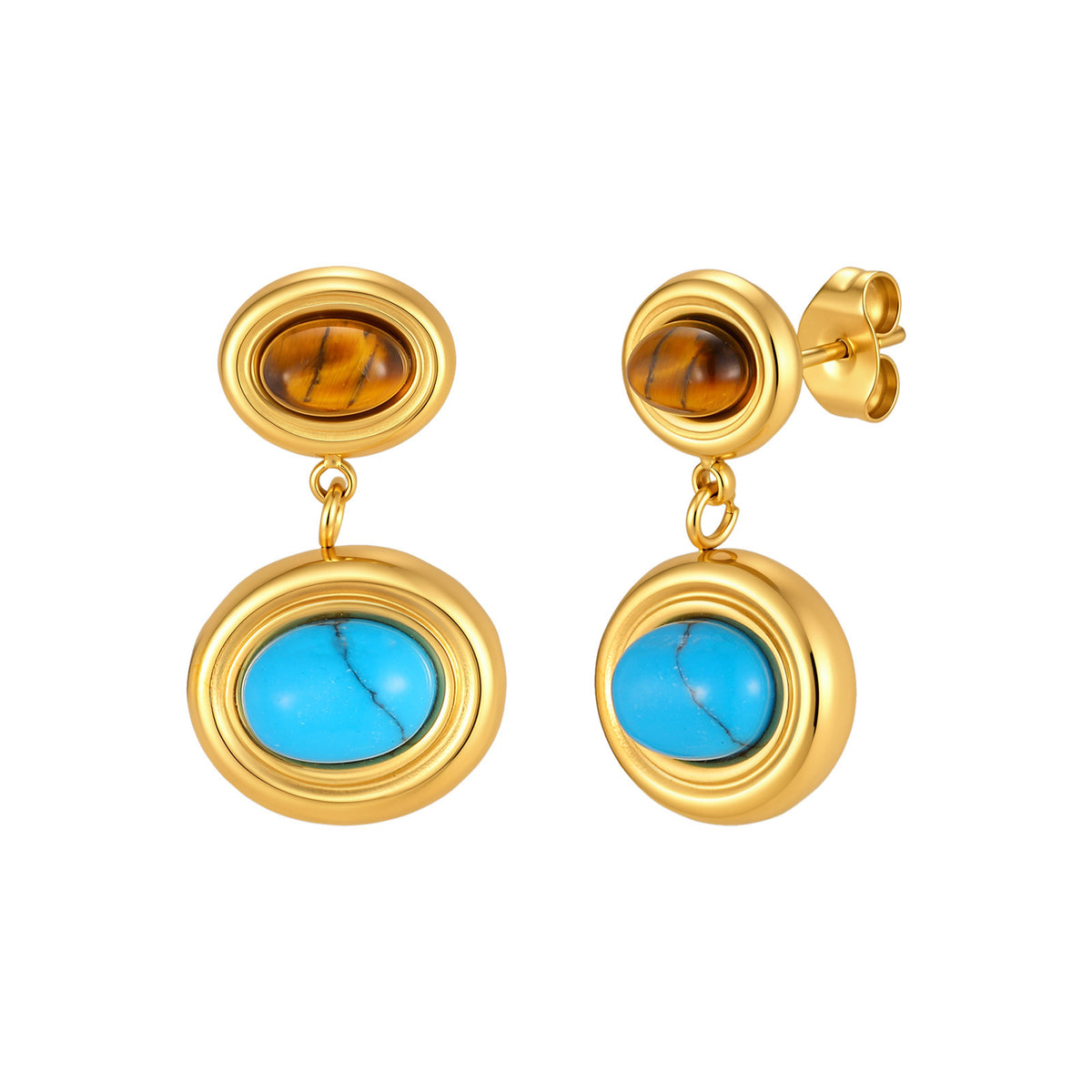 Stainless Steel Tiger's Eye Earrings