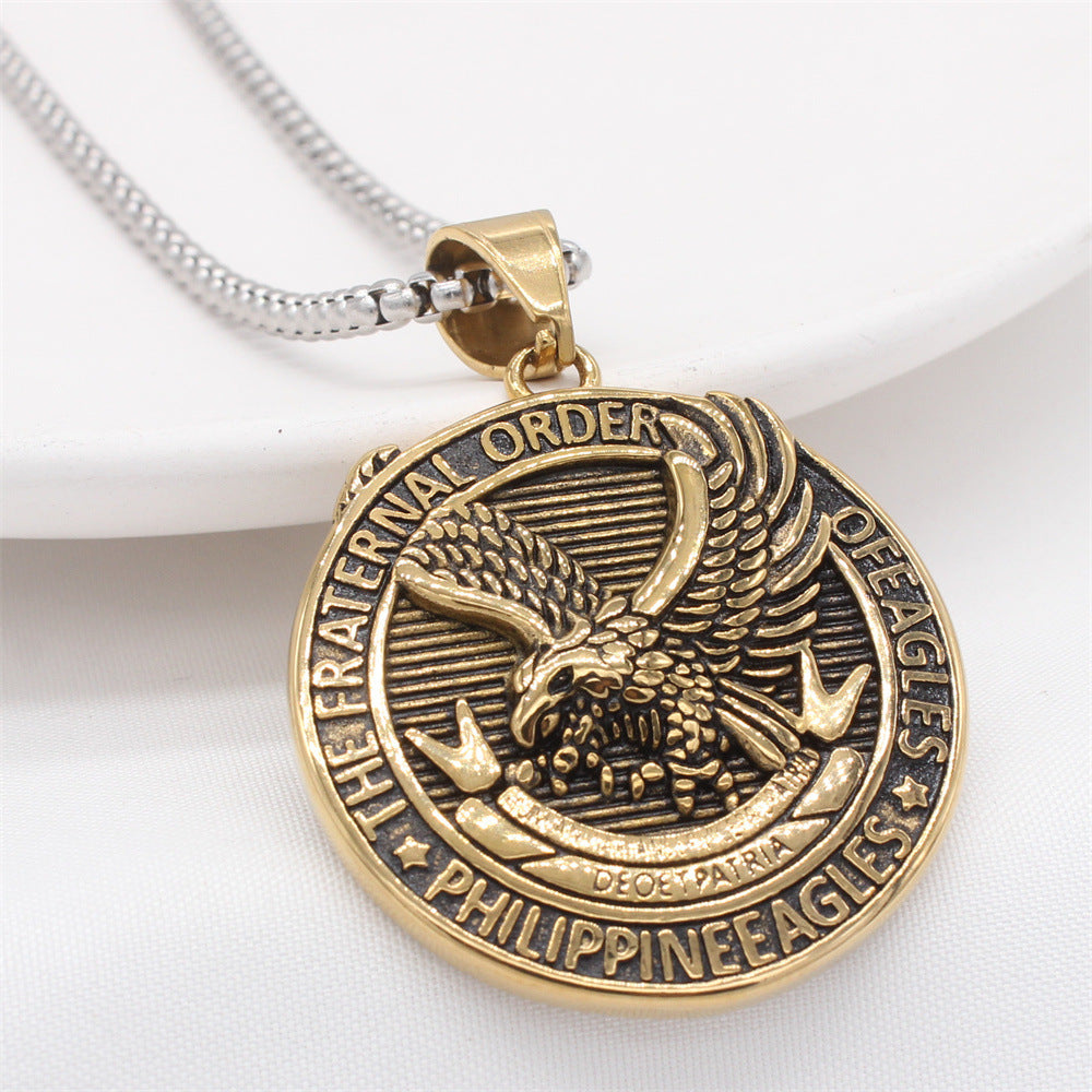 Planderful Everyday Genie – European and American Retro Eagle Men's Titanium Steel Pendant Necklace