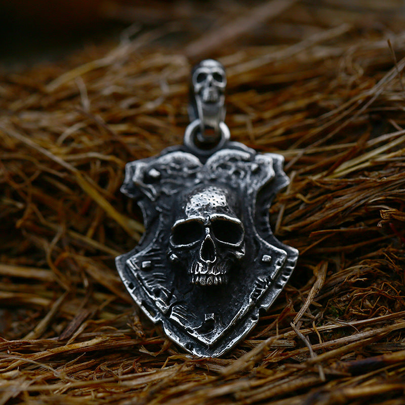 Titanium Steel Punk Skull Pendant with Retro Stainless Steel Design for Men