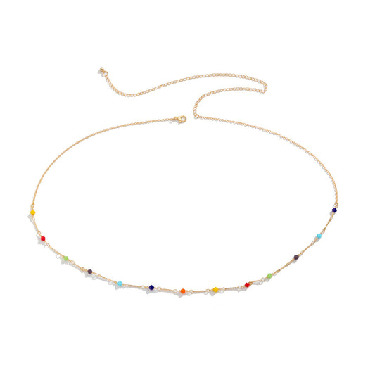 Colorful Geometric Star Charm Waist Chain - Fashionable European and American Body Jewelry