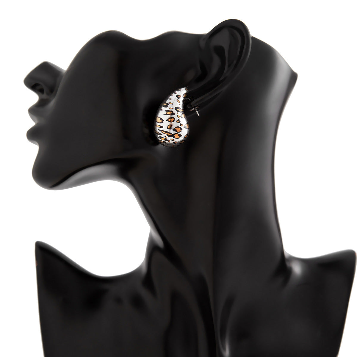 Planderful Resin Geometric Earrings C Shaped With Leopard Print Water Drop For Women Bold Chic Statement
