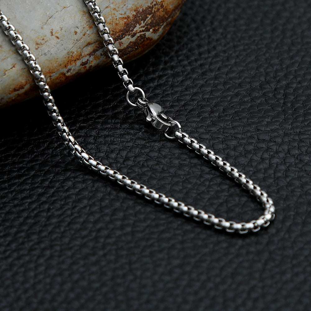 Pearl Bead Chain DIY Stainless Steel Men's Pendant Necklace