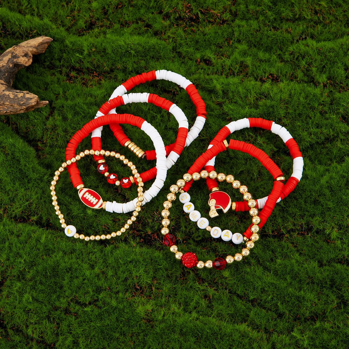 Planderful Football Bracelet Set Vienna Verve Game Day Jewelry For Women Bold Colorful Drip Statement