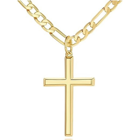 Planderful Mens Stainless Steel Cross Pendant Necklace Durable Minimalist Hip Hop Style Gift For Him