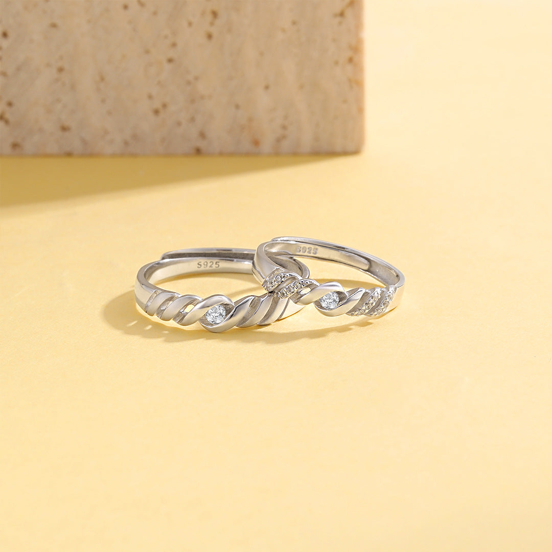 Planderful Mobius 925 Sterling Silver Couple Rings – Niche Design and Light Luxury