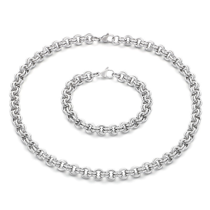 Stainless Steel Double Circle O Chain Bracelet Unisex
